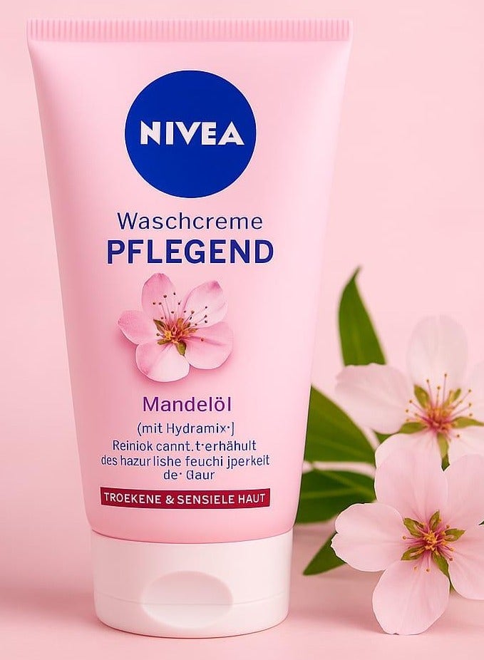 NIVEA Nourishing Cleansing Cream with Almond Oil, Gentle Facial Cleansing for Dry Sensitive Skin, Extra Gentle Facial Cleanser, Nourishing Cleansing Cream (150ml) - Image 1